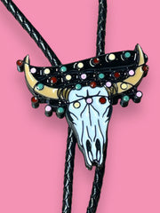 Load image into Gallery viewer, Christmas Lights Skull Bolo Tie