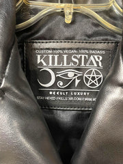 Load image into Gallery viewer, Killstar Black & White Vegan Leather Moto Jacket – Size XS - Lisa Lassi