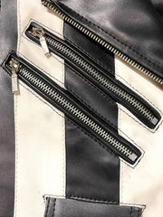 Load image into Gallery viewer, Killstar Black & White Vegan Leather Moto Jacket – Size XS - Lisa Lassi