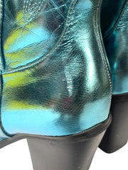 Load image into Gallery viewer, Women’s Metallic Teal Cowboy Boots – Size 6.5