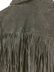 Load image into Gallery viewer, Forever 21 Black Suede Fringe Jacket – Size Small