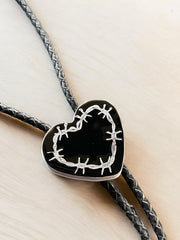 Load image into Gallery viewer, Barbed Wire Heart Bolo Tie