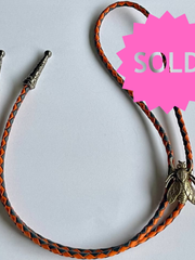 Load image into Gallery viewer, SOLD - Fly Bolo Tie – Orange & Black Cord