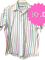 Load image into Gallery viewer, SOLD - Vintage John Henry Full Cut Rainbow Stripe Short Sleeve Button-Up Shirt Men’s M - Lisa Lassi