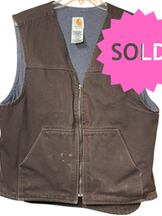 Load image into Gallery viewer, SOLD - Carhartt Brown Duck Canvas Vest – Men’s Large Regular – Full Zip Workwear Jacket - Lisa Lassi
