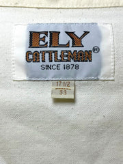 Load image into Gallery viewer, ELY Cattleman Western Shirt Mens XL White Pearl Snap Distressed Workwear 17.5/33