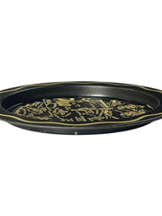 Load image into Gallery viewer, Vintage Ohio Souvenir Metal Tray Black Gold State Map Mini Change Tray 3.5 Inch