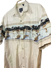 Load image into Gallery viewer, Roper Western Graphic Shirt Men’s L Distressed Cowboy Landscape Print | As-Is