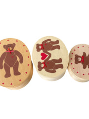 Load image into Gallery viewer, Vintage 10pc Wooden Teddy Bear Nesting Boxes Hand Painted Taiwan