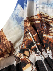 Load image into Gallery viewer, 🐂 Roper Western Cattle Print Pearl Snap Shirt – Blue – Size L - Lisa Lassi