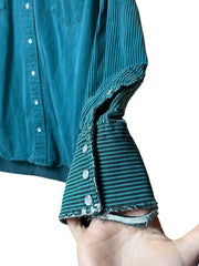 Load image into Gallery viewer, 💚 Drysdales Teal Stripe Pearl Snap Western Shirt – Size L