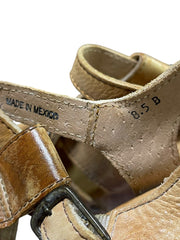 Load image into Gallery viewer, Bed Stu Melissa Tan Leather Wood Platform Clog Heels Sandals Women's 8.5