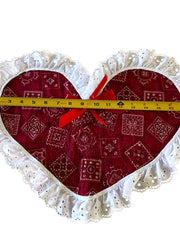 Load image into Gallery viewer, 4pc Handmade Reversible Heart Placemats Red Bandana Fall Fabric Cottage