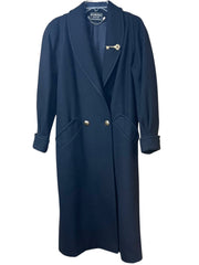 Load image into Gallery viewer, Karizma East Ltd Black Wool Long Coat Double Breasted | Made in USA Size 6 Small