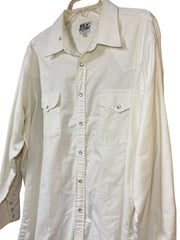Load image into Gallery viewer, ELY Cattleman Western Shirt Mens XL White Pearl Snap Distressed Workwear 17.5/33