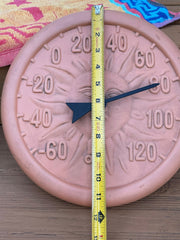 Load image into Gallery viewer, Terracotta Sun Face Outdoor Thermometer Celestial Garden Patio Decor 11.5"
