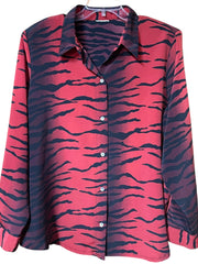 Load image into Gallery viewer, Vintage Red & Black Tiger Stripe Button-Up Shirt Unisex Shell Buttons