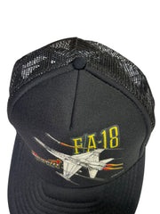 Load image into Gallery viewer, Vintage 1988 F/A-18 Hornet Fighter Jet Mesh Trucker Snapback Hat Black USAF
