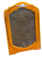 Load image into Gallery viewer, Vintage MCM Butterscotch Lucite Style Picture Frame 5x3.5 Floral Accent