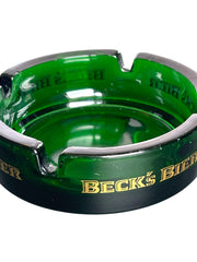 Load image into Gallery viewer, Vintage Beck’s Bier Green Glass Ashtray France Made Beer Advertising Barware