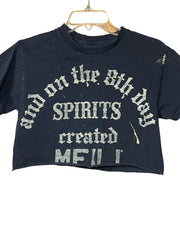 Load image into Gallery viewer, Hand-Cropped Distressed Meili Spirits Tee – Crackle Ink, Size S