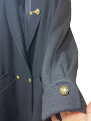 Load image into Gallery viewer, Karizma East Ltd Black Wool Long Coat Double Breasted | Made in USA Size 6 Small
