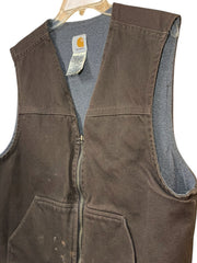 Load image into Gallery viewer, SOLD - Carhartt Brown Duck Canvas Vest – Men’s Large Regular – Full Zip Workwear Jacket - Lisa Lassi