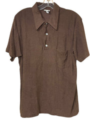 Load image into Gallery viewer, ORO Golden Threads Textured Polo Shirt Brown XL (Fits L) Short Sleeve - Lisa Lassi