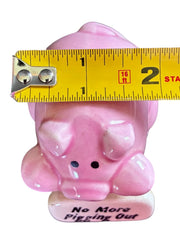 Load image into Gallery viewer, Vintage Pink Ceramic Pig No More Pigging Out Figurine Taiwan R.O.C. Kitsch