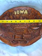 Load image into Gallery viewer, Vintage Lugene's Inc Iowa Souvenir Faux Wood Resin Bowl Wall Plaque 11.5"