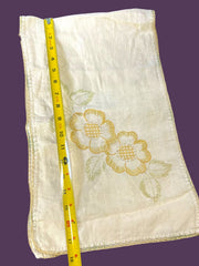 Load image into Gallery viewer, Vintage Hand Embroidered Floral Table Runner Linen 36x11