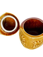 Load image into Gallery viewer, Vintage Ceramic Hedgehog Lidded Jar Brown Glaze Woodland Canister 4.5"