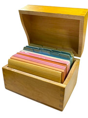 Load image into Gallery viewer, Vintage Dovetail Wood Recipe Box w/ New Cards & Dividers Kitchen Organizer