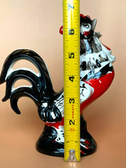 Load image into Gallery viewer, Vintage 1950s Japan Ceramic Rooster Figurine Red Black White MCM 6.75"