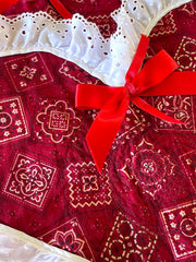 Load image into Gallery viewer, 4pc Handmade Reversible Heart Placemats Red Bandana Fall Fabric Cottage