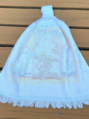 Load image into Gallery viewer, Vintage Cannon Breakfast Farm Cow Chicken Crochet Hanging Kitchen Towel USA