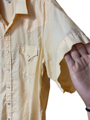 Load image into Gallery viewer, SOLD - Vintage Sheplers Short-Sleeve Western Pearl Snap Shirt – Light Butter Yellow - Lisa Lassi