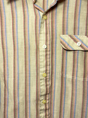 Load image into Gallery viewer, Vintage Contour Fitted Stripe Shirt – Earth Tones, Retro Summer Button-Up (M)