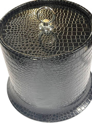 Load image into Gallery viewer, Vintage Faux Croc Black Ice Bucket | Mid-Century Barware | Vinyl Textured Cooler