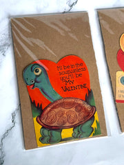 Load image into Gallery viewer, Vintage 1940s 1950s Valentine Cards Lot of 3 Die Cut Animal USA Turtle Duck Dog