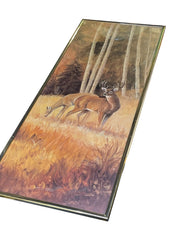 Load image into Gallery viewer, Vintage Framed Whitetail Deer Print Buck Doe Birch Forest Cabin Wall Art 20"