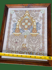 Load image into Gallery viewer, 1999 Handmade Gargoyles Cross Stitch Framed Gothic Fantasy Needlework Art
