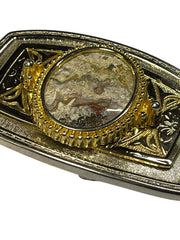 Load image into Gallery viewer, Vintage Western Belt Buckle w/ Genuine Jasper Stone | EVC | 3.5” x 2.5”