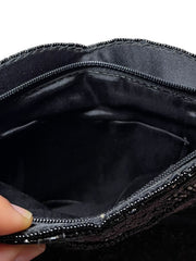 Load image into Gallery viewer, Vintage Black Hand Beaded Coin Purse Clutch Floral Evening Bag - Lisa Lassi