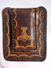 Load image into Gallery viewer, Harley-Davidson Tooled Leather Magnetic Money Clip Card Holder Belt Clip Biker