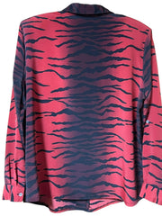 Load image into Gallery viewer, SOLD - Vintage Red & Black Tiger Stripe Button-Up Shirt Unisex Shell Buttons - Lisa Lassi