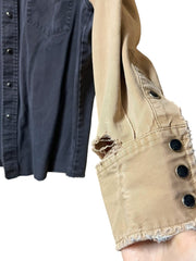 Load image into Gallery viewer, Wrangler Western Snap Shirt Men’s Large XL Black Tan Distressed Workwear