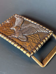 Load image into Gallery viewer, Vintage Brass Eagle Mountain Belt Buckle Western Americana 1970s 80s