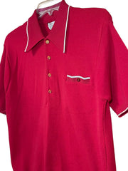 Load image into Gallery viewer, Vintage 60s-70s Red Knit Polo | Men’s Medium | Atomic Era Vibes | Dupont Nylon