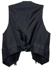 Load image into Gallery viewer, Vintage Black Suede Fringe Western Vest Concho Beaded Cowboy Biker Unisex Small - Lisa Lassi